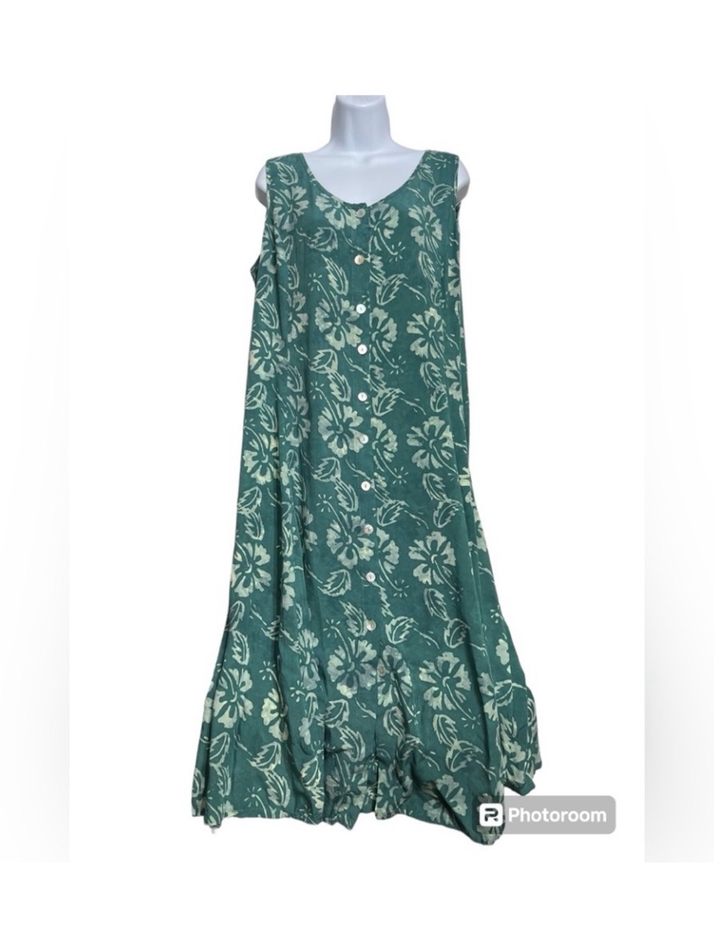 Norm Thompson Teal Floral Sleeveless Midi Dress XL